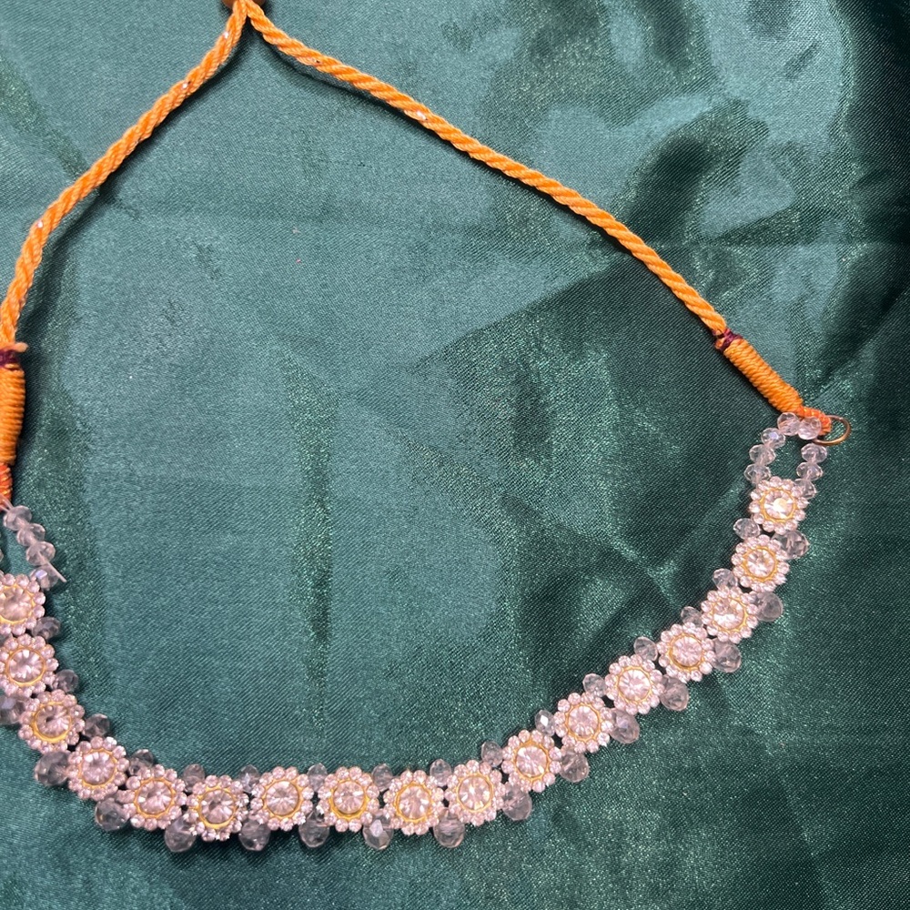 Crystal White Floral adjustable Choker Necklace
